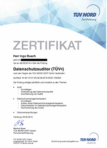 Zertifikat Datenschutzauditor TÜV